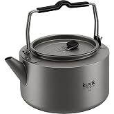 Kuvіk Titanium Kettle - 1.4L (47 oz) - Ultralight and Compact | Dishwasher Safe, Non-Toxic, Food Safe, Corrosion Resistant, Durable, Easy to Clean, Folding Handle, Carrying Case Included