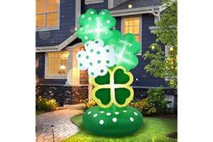 Boveco 6FT St. Patrick's Day Clover Inflatable Decorations Outdoor Lucky Blow Up Yard Decoration Shamrock with Led Lights Saint Irish Outside Indoor Vacation Yard Garden Lawn Décor