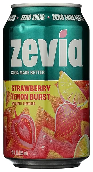ZEVIA ZERO SUGAR STRAWBERRY LEMON BURST FLAVOURED SODA 355ML – CANADIAN EDITION