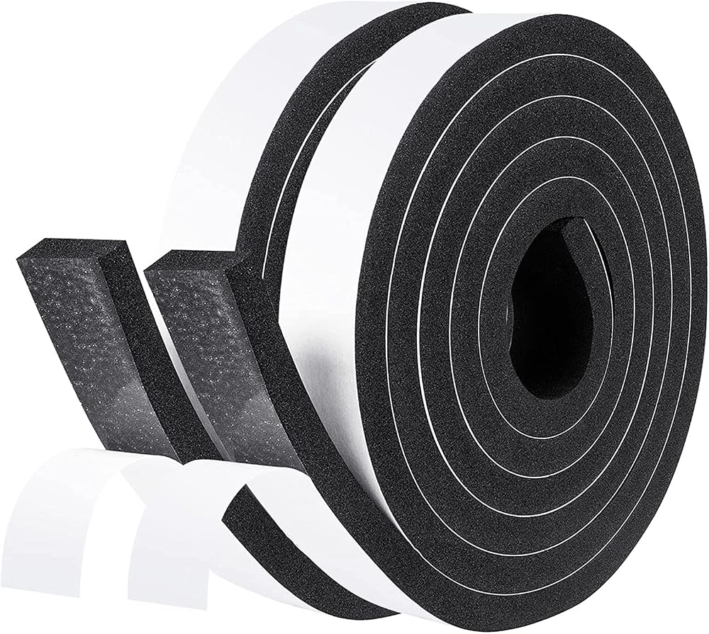 GUKOY Weather Stripping Self Adhesive Foam Tape 25mm x 10mm 4m Black