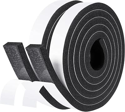 GUKOY Weather Stripping Self Adhesive Foam Tape 25mm x 10mm 4m Black
