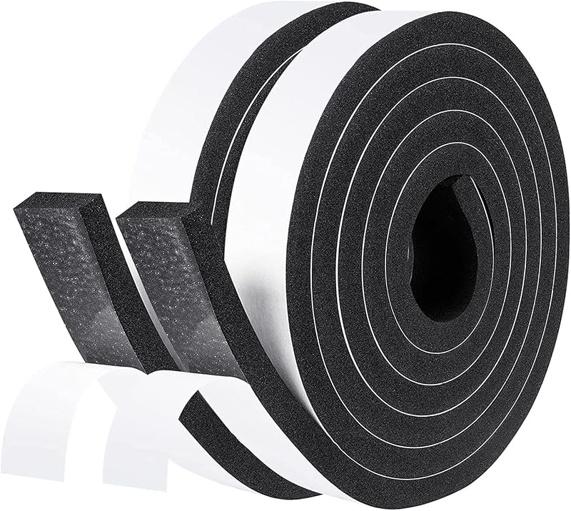 GUKOY Weather Stripping Self Adhesive Foam Tape 25mm x 10mm 4m Black