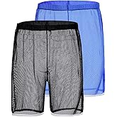ZONBAILON Mens Mesh Shorts Sexy Lounge Sparkling See Through Hollow Boxer Shorts Breathable
