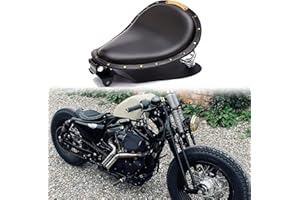 RICH CHOICES Black Motorcycle Rivet Solo Seat Spring Bobber With Base Plate Compatible with Harley Chopper Bobber Sportster XL883 1200 48 Chopper
