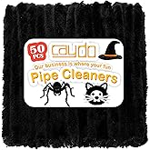 Caydo 50PCS Extra Thick Pipe Cleaners with 100pcs Eyes, Jumbo Black Chenille Stems for Kids Craft DIY Projects Creative Home Decoration(30 mm x 12 Inch)