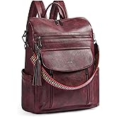 Shrrie Laptop Backpack for Women 15.6 inch,Travel Leather Backpack Purse Nurse Teacher Carry on Backpack Computer Bag,Professional Water-Resistant College Business Work Casual Daypack,Two-tone Maroon