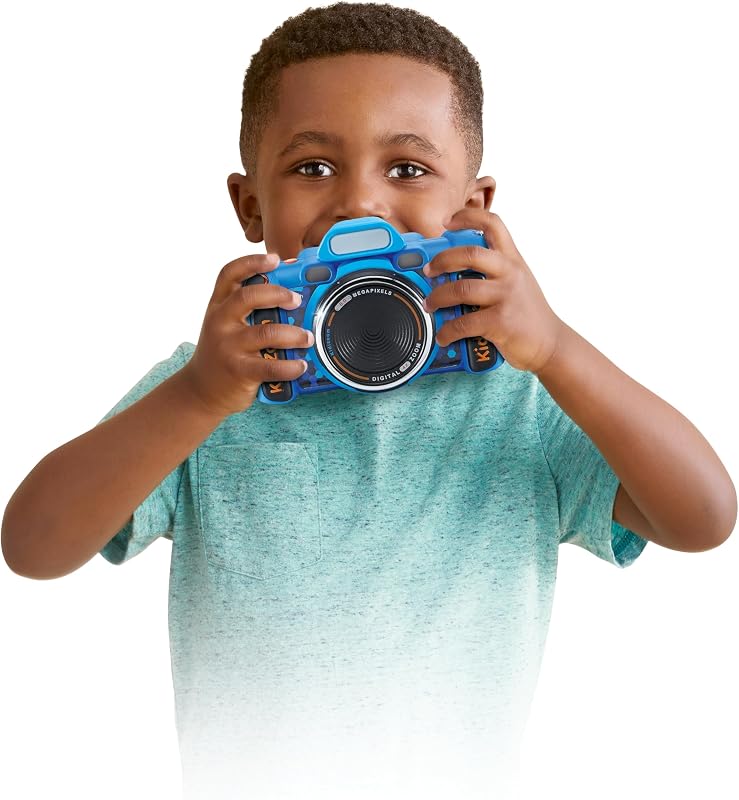 Vtech - kidizoom duo fx azul, câmera fotográfica infantil, selfies, vídeo, tela colorida, estúdio de quadrinhos, filtros e efeitos divertidos, presente para crianças de 4 a 12 anos, conteúdo em espanhol