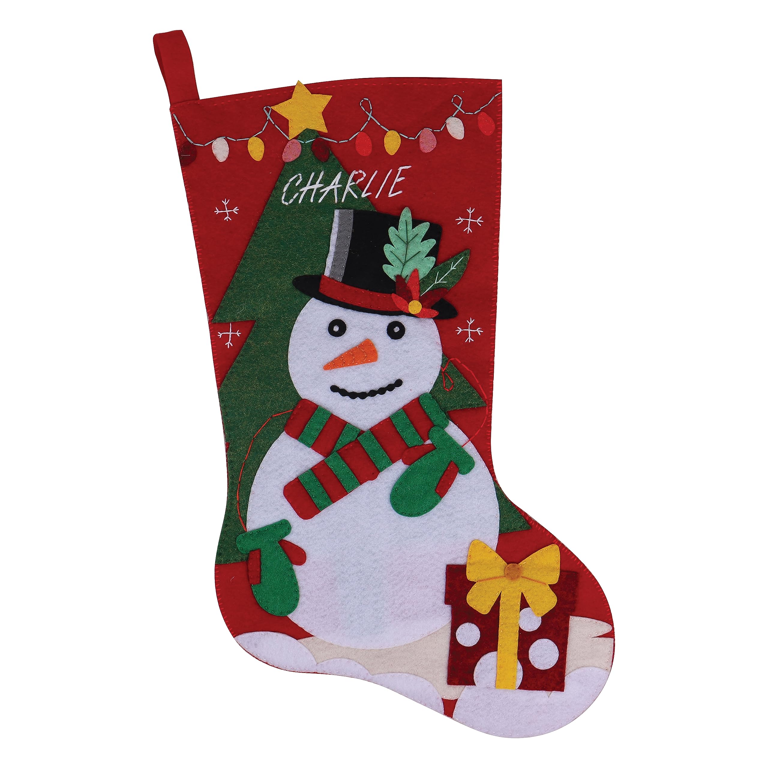Trimits Personalised Felt Stocking Kit, Make Your Own, Pre Cut Pieces, Christmas Snowman, 26.5 x 45.7cm
