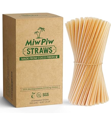 Eco-Friendly Bamboo Straws - 1000 Compostable Drinking Straws For Coffee, Smoothies & Cocktails