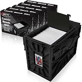 BCW Short Comic Book Bin, Holds 150 Comics Each, Black, 5 Pack | Each acid-free plastic bin holds 150 Current or Silver Age comics with a locking lid, movable partition, and ID slot.