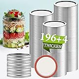 Canning Lids 200 PCS Mason Canning Jar Lids Regular Mouth Reusable Leak Proof Split-Type Lids Silver Jar Secure Caps and Band