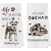 Geqtt Schnauzer Gifts Dish Towels Set - Funny Schnauzer Gifts Waffle Weave Kitchen Towels, Schnauzer Hand Tea Towels, Schnauzer Gifts for Women (16×24 Inches Set of 2)
