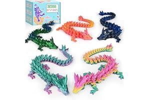 IMPOSSMAKER 5PCS 12" 3D Printed Dragon Set Articulated Crystal Dragons Dragon Desk Toys, 3D Printed Animals Cool Unique Birthday Gifts for Teen Adult Novelty Christmas Stocking Stuffers Gadget for Men Boy