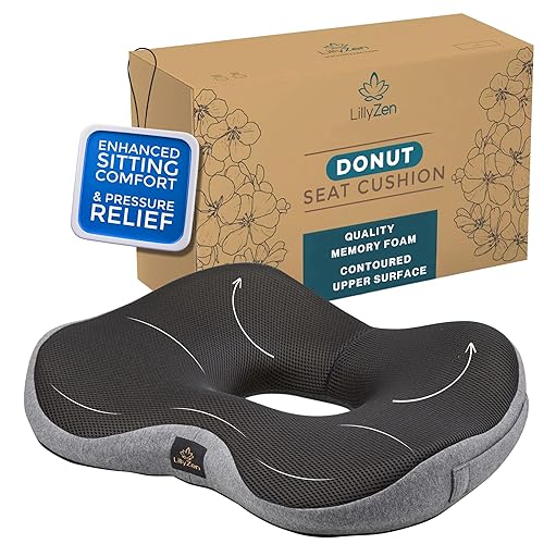 Lillyzen Donut Pillow for Tailbone Pain Relief Memory Foam Seat