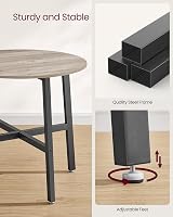 VASAGLE Round Dining Table 80 cm Industrial Heather Greige Ink Black KDT080G01 view 6