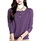 DOVWOER Women's Polo Long Sleeve Sweaters Layered Knitwear Pullover Tops