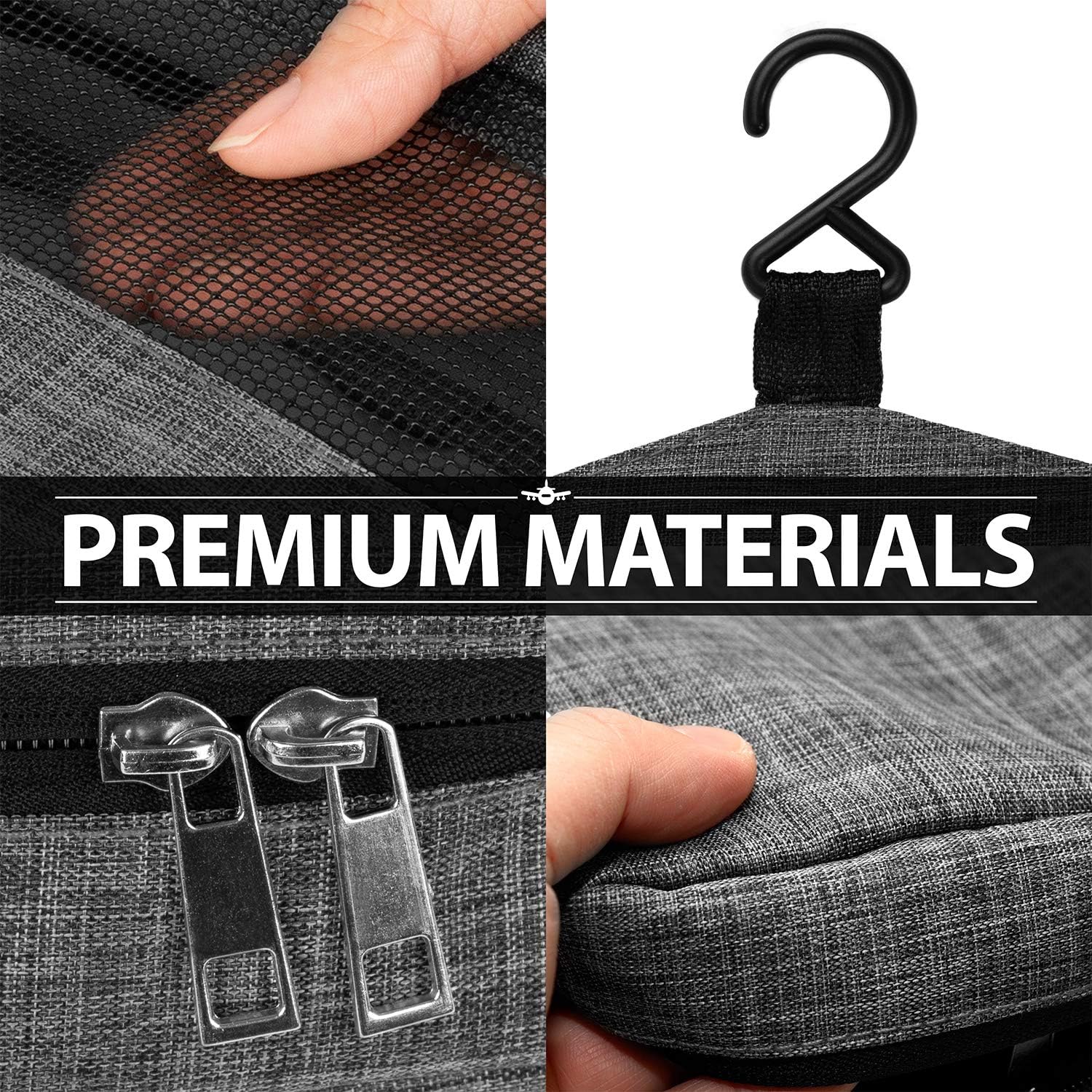 Hanging Toiletry Bag, Fosmon Portable Hanging Toiletries Travel Organizer Bag with 3 Pouches, 3 Pockets & 1 Sturdy Hook - Image 4