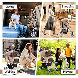 Azaeahom Pet Stroller, 4 Wheels Pet Strolling Cart