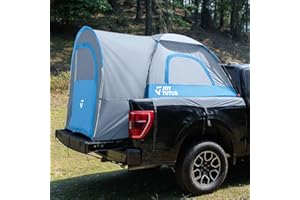 JOYTUTUS Truck Tent with Rainfly 5.0Ft, Straight Spacious Truck Bed Tent with Sky View Mesh, Waterproof PU2000mm Double Layer for 2 Person, Gray Blue