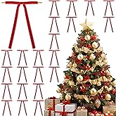 MEORLUSY 24PCS Red Velvet Bows for Christmas Tree Ornaments 5.1"*7.1" Xmas Tree Ribbon Bow Vintage Velvet Craft Ribbon Long Tail Premade Bow with Twist Tie for Garland Wall Fireplace Home Décor