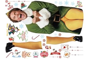 SENKSLL Buddy The Elf Giant Peel and Stick Wall Decals, Christmas Window Sticker Art, Holiday Room Decoration