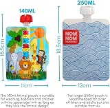 Nom Nom Kids 4 x Reusable Food Pouches 140ml Side Fill BPA Free UK Designed view 7