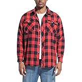 JupiterSecret Mens Flannel Plaid Shirts Long Sleeve Button Down Casual Shirt Regular Fit with Pockets (Wine red Plaid,L)