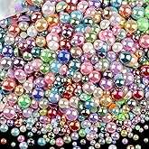100g Flatback Pearls for Crafts,Assorted Sizes Half Round Pearl Beads Rhinestones for Nails,Pearl Flatback Resin Cabochons Beads for DIY Crafts Decoration (Colorful)