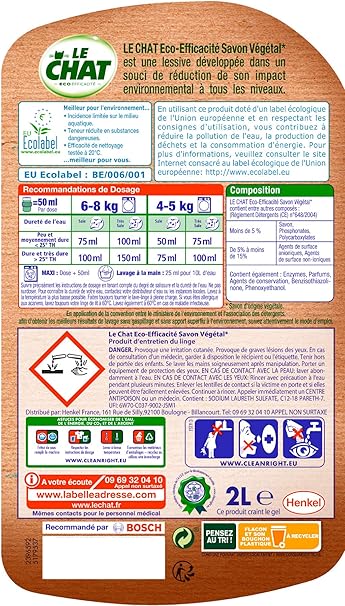 Le Chat Eco Efficacité Lessive Liquide 2 L 40 Lavages