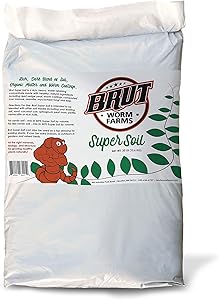 Brut Super Soil - 30lb - Rich, Dark Natural Blend of Soil, Organic Matter and Worm Castings. Use Indoors or Outdoors. Non-Toxic and Odor Free.