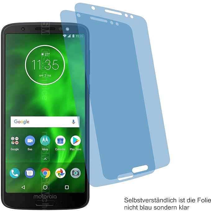 2x Crystal clear klar Schutzfolie für Motorola Moto G6 Displayschutzfolie Bildschirmschutzfolie Schutzhülle Displayschutz Dis