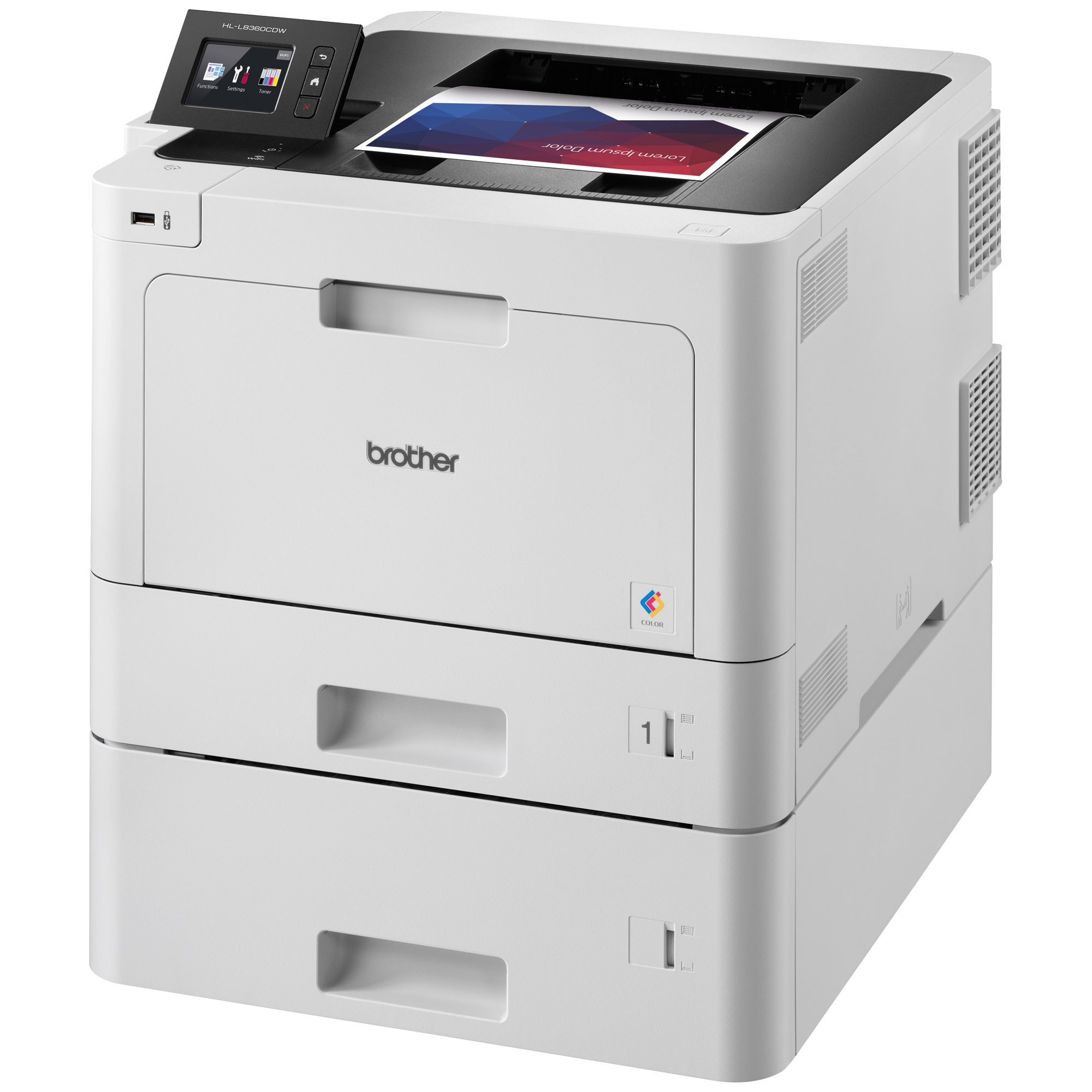 Brother Printer HLL8360CDWT Business Color Laser Printer with Duplex Printing, Wireless Networking and Dual Trays, White