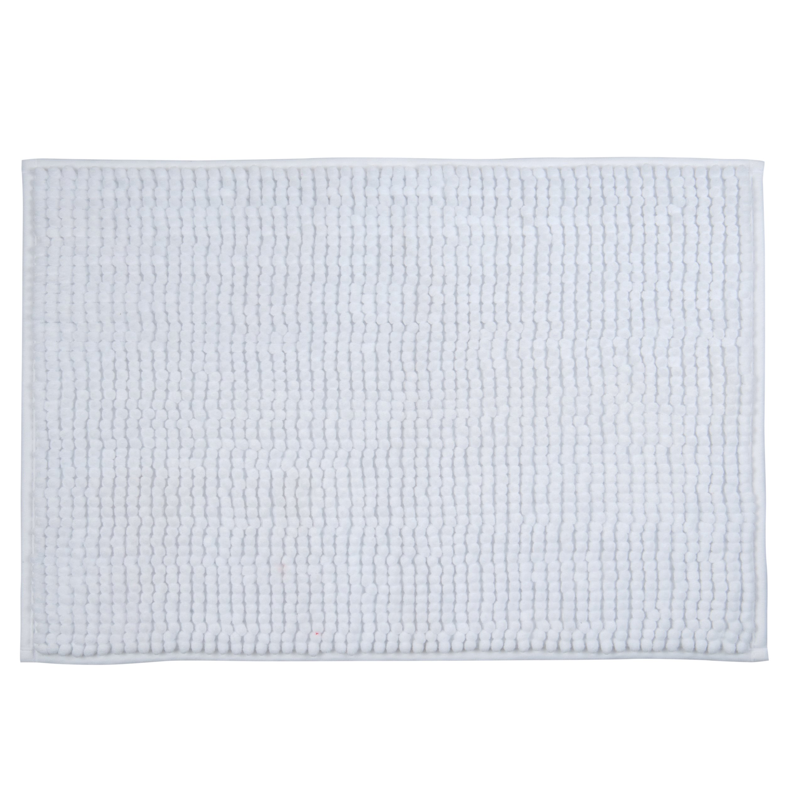 MSV Microfibre Chenille Bath Mat 50 x 80 cm White