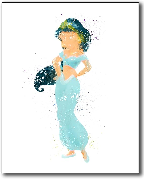 Amazon ディズニープリンセス 水彩画 ウォールアート ポスタープリント 6枚セット 8インチ X 10インチ 写真 アリエル ベル 白雪姫 シンデレラ ジャスミンとティアナ インテリア オンライン通販