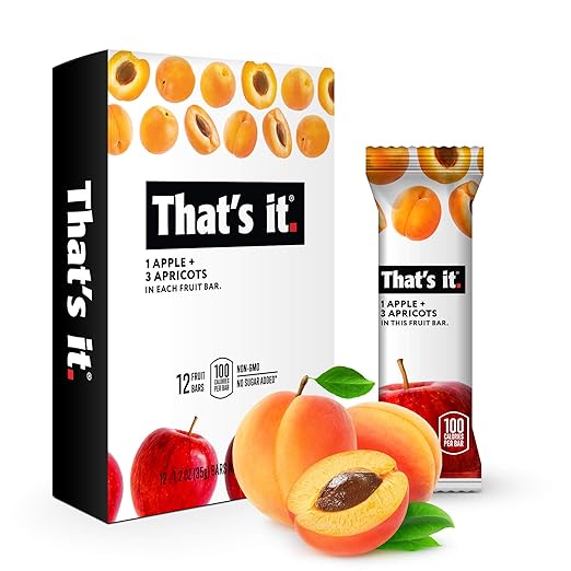 That's it. Apple + Apricot 100% Natural Real Fruit Bar, Best High Fiber Vegan, Gluten Free Healthy Snack, Paleo for Children & Adults, Non GMO No Added Sugar, No Preservatives Energy Food