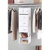 Whitmor Multi-Functional Hanging Organizer with Drawer Inserts- 5 Section - Closet Organizer - White