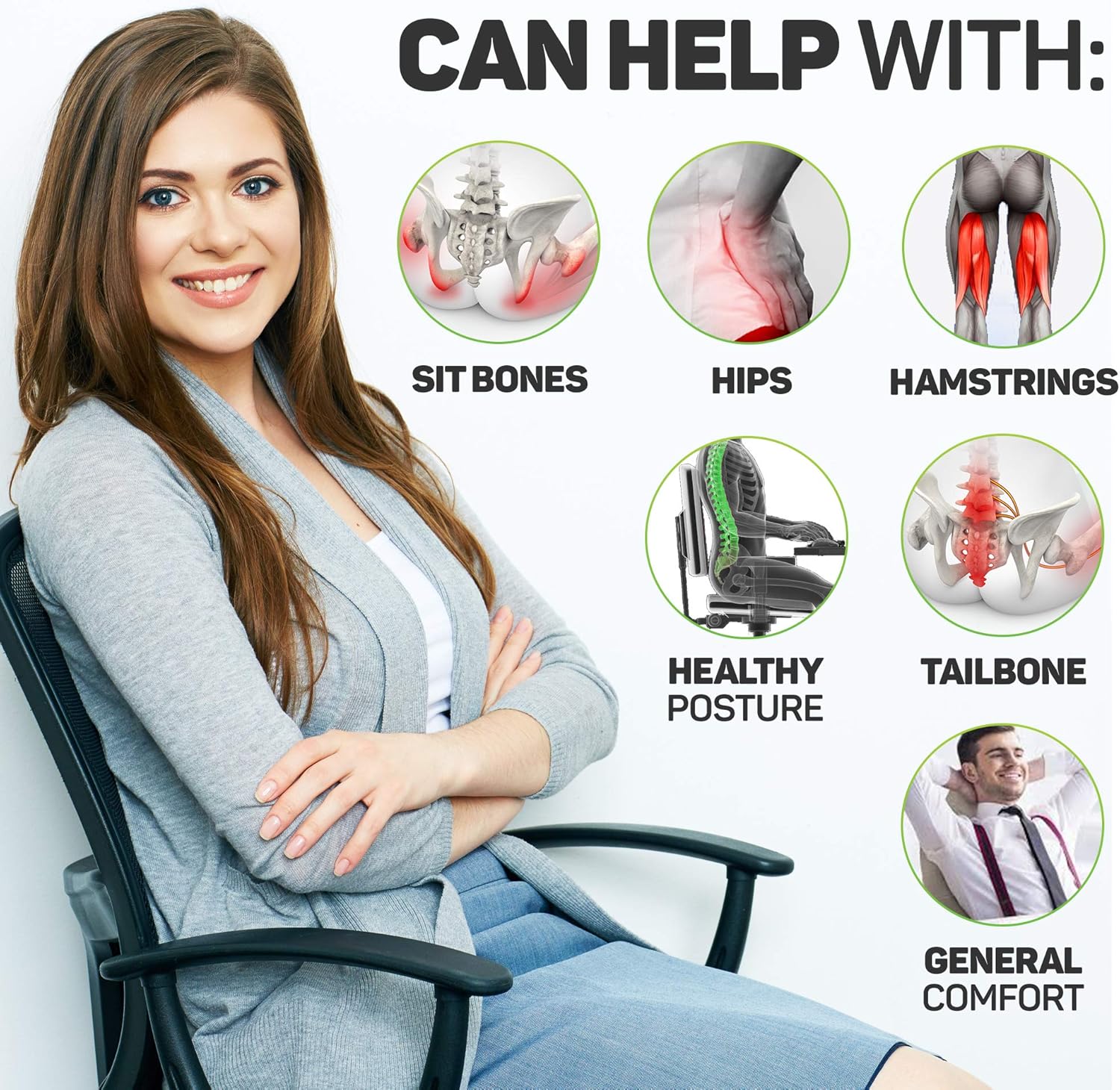 Aylio Socket Seat - Memory Foam Sit Bone Relief Cushion for Butt, Lower Back, Hamstrings, Hips, Ischial Tuberosity: Home & Kitchen