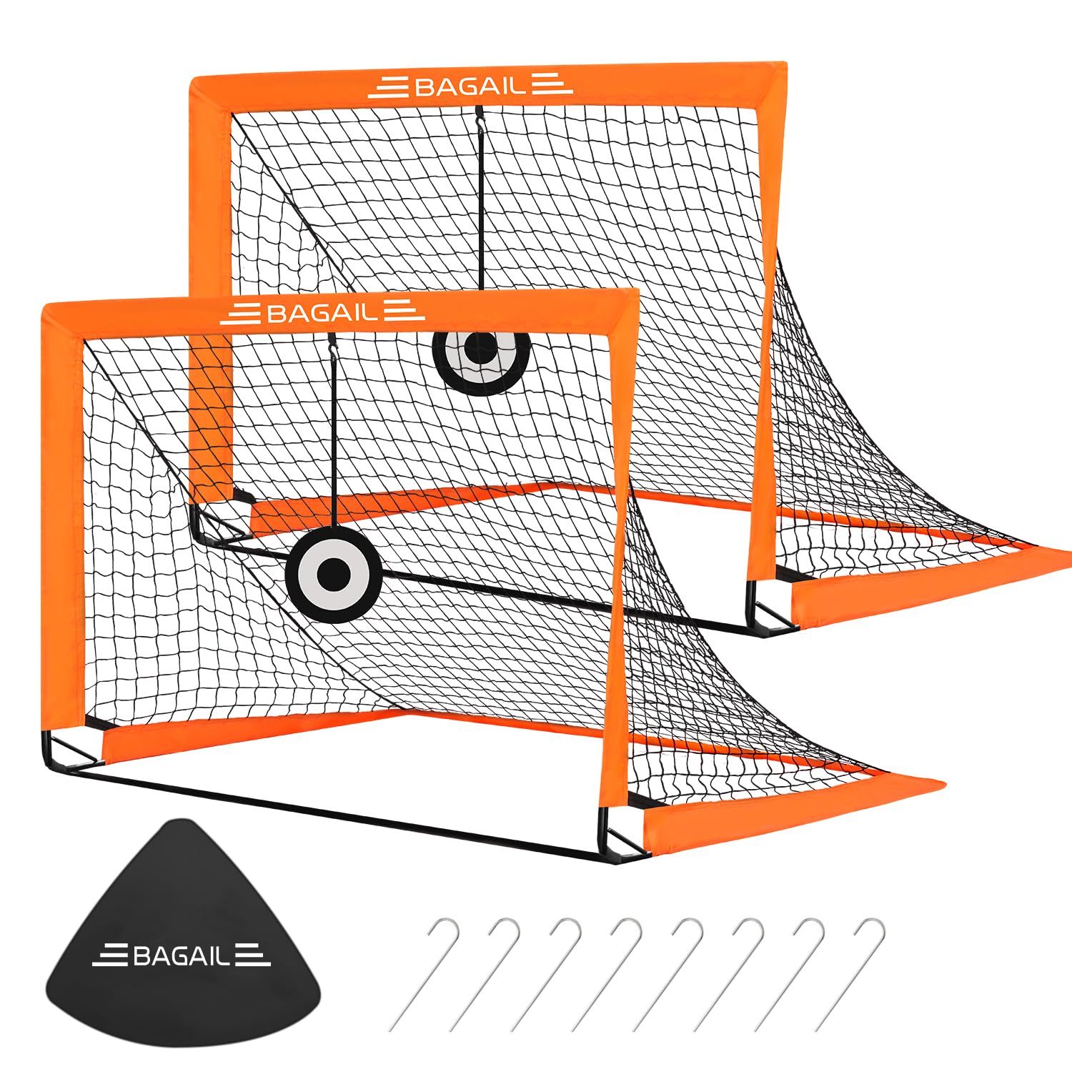 Bagail Football Goal, Pop up Football Net with Target Goal, Ground Pegs and Portable Carry Bag, Easy to Assemble, Ideal for Garden Training and Recreational Matches