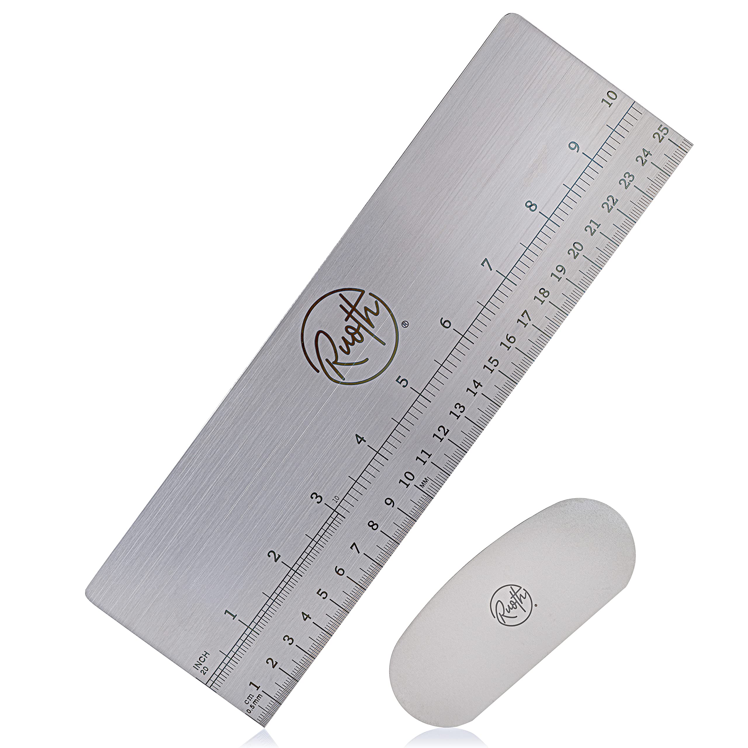 Ruoth® Metal Cake Scraper Buttercream Smoother with Measuring Scale. X-TALL (10 Inches/25.4cm) Cake Smoother for Buttercream or Ganache. Cake Icing Smoother Tool.