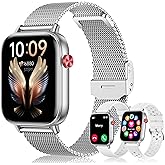 Smart Watch for Women Men (Answer/Make Calls) 1.83" HD 3 Bands Smartwatch Compatible Android iPhone Phones with Fitness Step Tracker/Heart Rate/Sleep Monitor, 120+ Sports Modes IP68 Waterproof, Silver