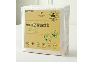 MATTSHIELD ORIGINAL Deluxe Waterproof Organic Mattress Protector Crib - Certified Organic Cotton Hypoallergenic Breathable Mattress Pad Cover - New 280 GSM Comfort - Jersey Cotton Skirt - Fitted Allergy Shield