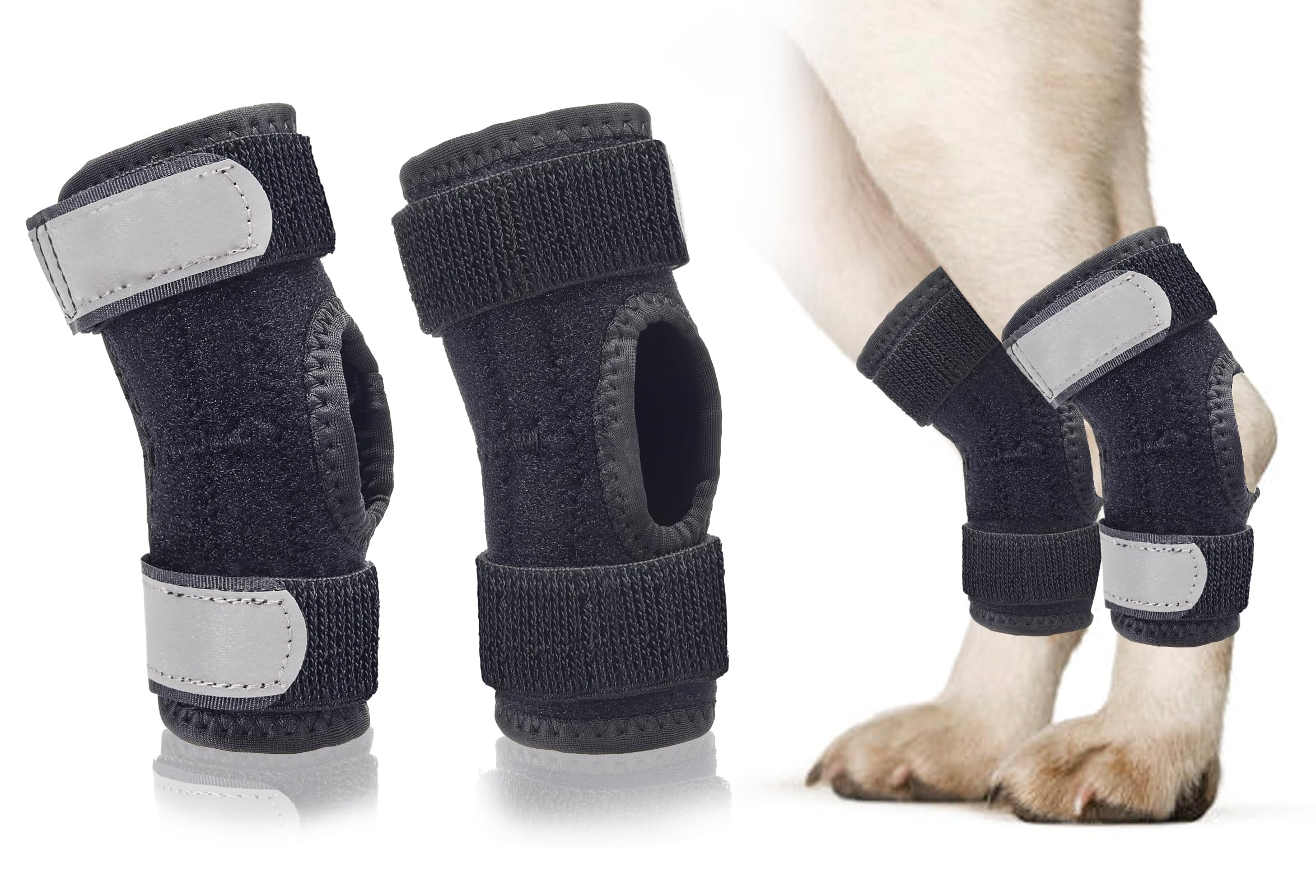 Photo 1 of Dog Leg Braces for Rear Legs, Hock Brace for Back Legs with Metal Strips and Safety Reflective Straps for Short Legs, Joint Warps Support for Hind Legs Injuries Sprains Arthritis (XSmall)