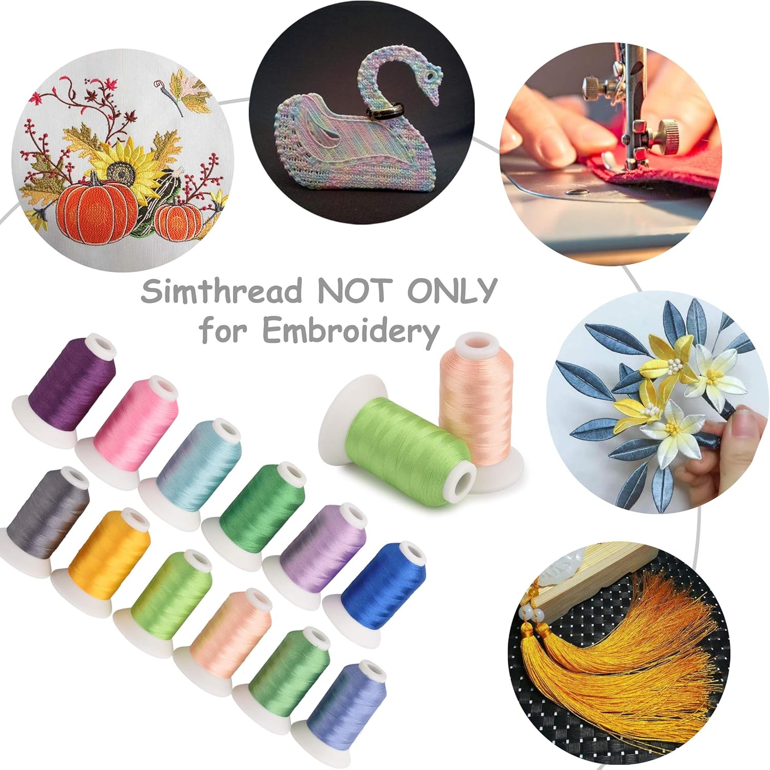 Simthread Embroidery Machine Thread Kit with Storage Box Organizer, 40 ...