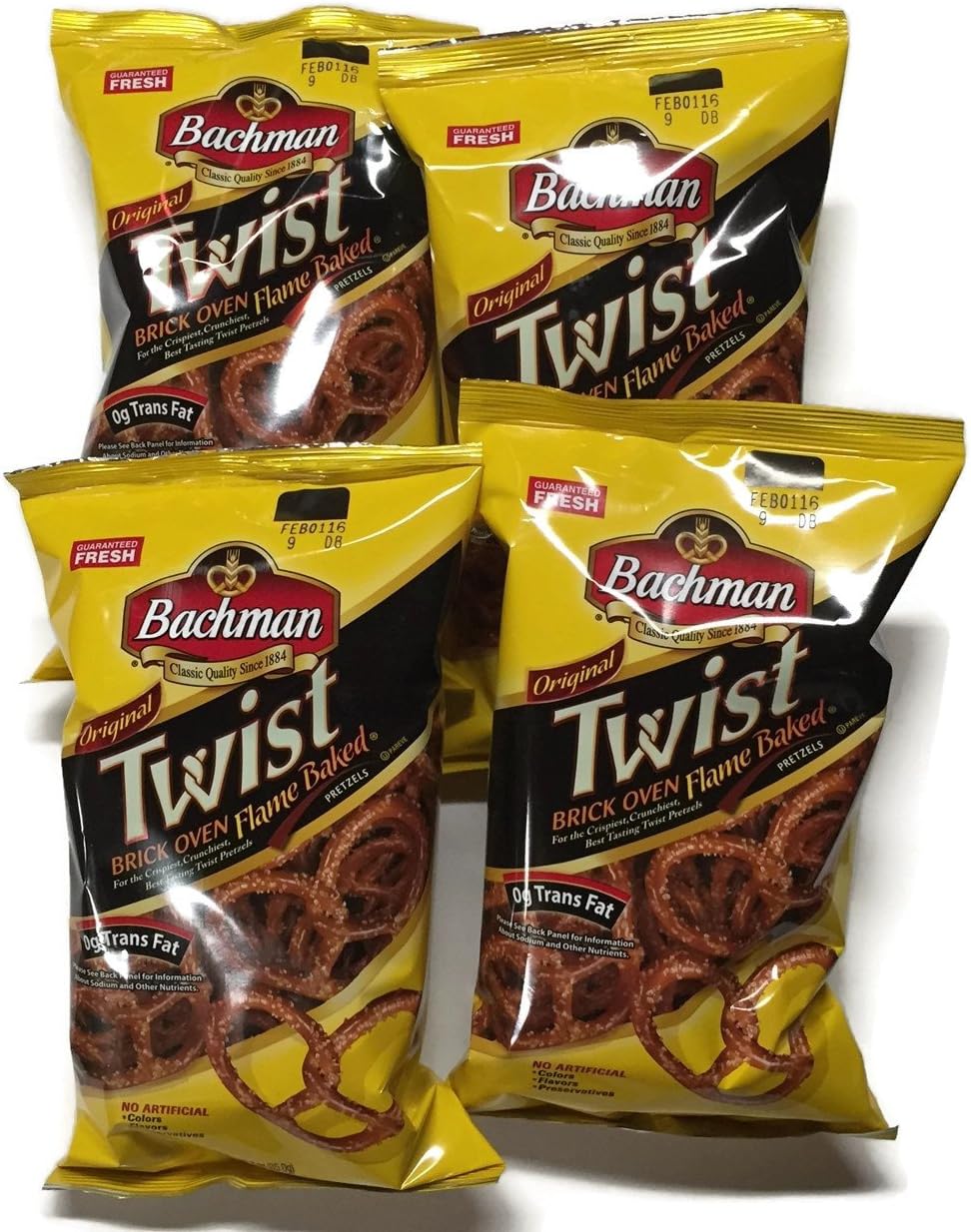 Bachman Twist Pretzels, Original Brick Oven Flame Baked, 3 Oz. Bags (Set of 4)