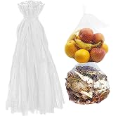 100Pcs 24''Mesh Produce Bags, White Onions,Seafood Bags,Crawfish Sacks | Reusable Mesh Produce Bags for Onions, Potatoes and Fruits, Breathable Storage Bags, Seafood Bags, Kitchen &amp; Garden Use