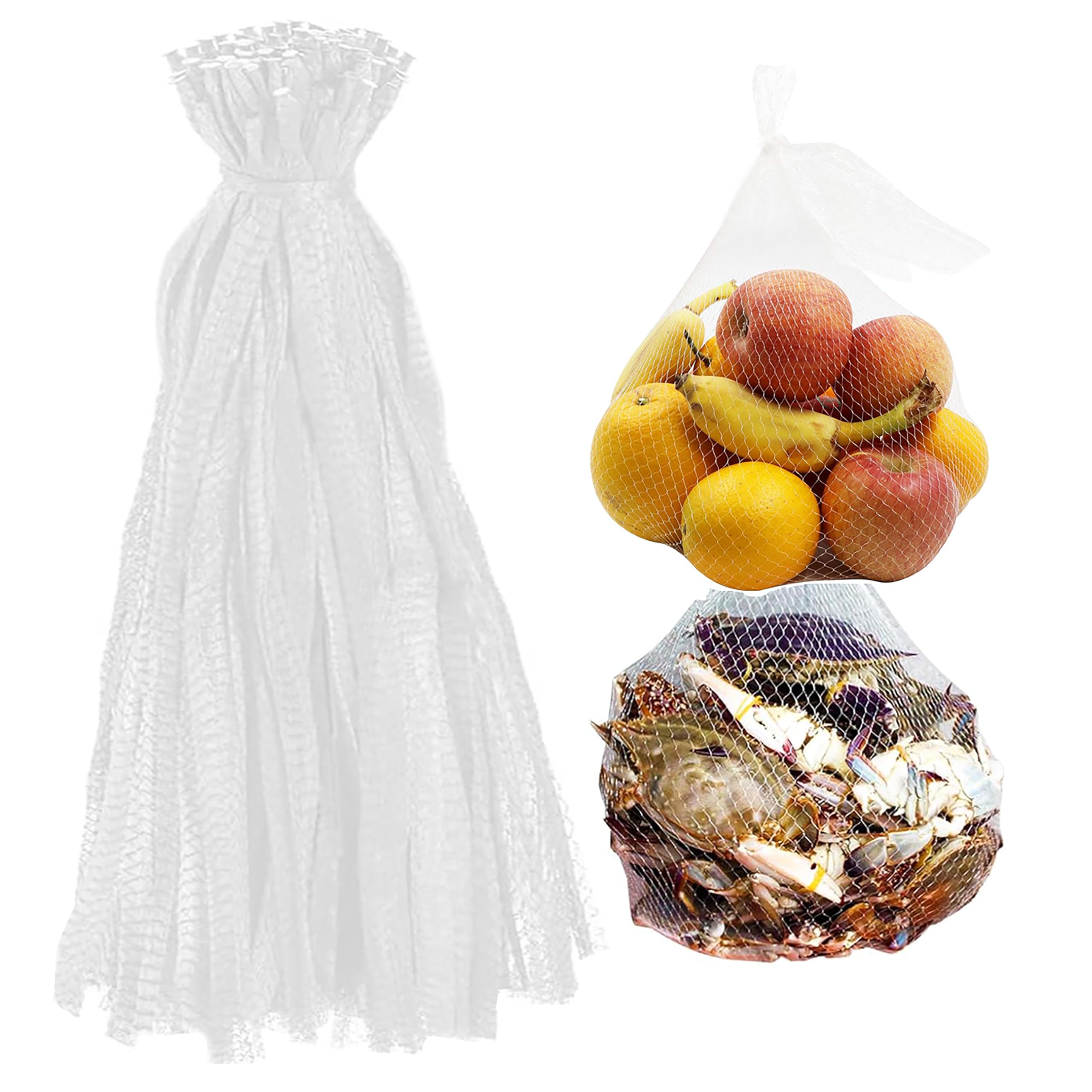 Photo 1 of 100Pcs 24’’ Reusable Mesh Produce Bags, Onion Fruits Net Bags and Seafood Boil Bag for Crab Clam Crawfish, Mesh Storage Bag for Grocery Shopping Storage of Fruits Vegetable Seafood & Garden Produce