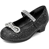 K KomForme Girls Dress Shoes Princess Bow Flats with Rhinestone for Wedding Party, Toddler/Little Kid/Big Kid