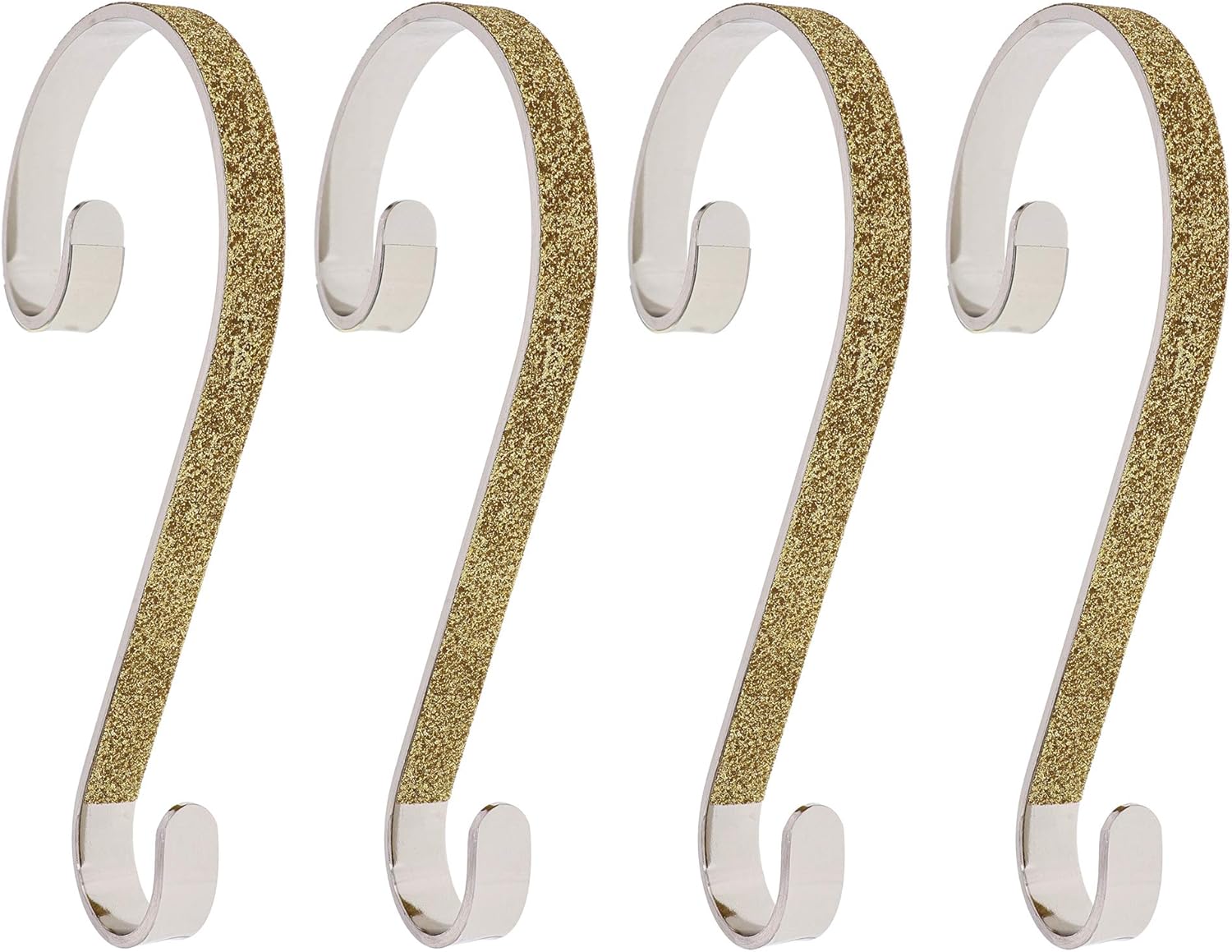 Haute Decor Stocking Scrolls Stocking Hanger - 4 Pack Glitter (Gold)