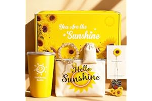 WANOCEAN Sunflower Gifts Basket for Women,White Elephant Gift for Adults Christmas Stocking Stuffers,Thank You Sunshine Care Package, Christian Birthday Get Well Soon Present for Valentines Day, for Mom,Friend