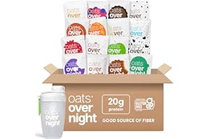 Oats Overnight Ultimate Variety Pack - High Protein, 5g Fiber Breakfast Protein Shake, Gluten Free Oatmeal, Non GMO Oatmeal - Green Apple Cinnamon, Coconut Cream Pie & More (16 Pack + Shaker Bottle)